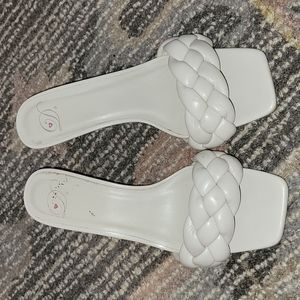 White mini heel sandals